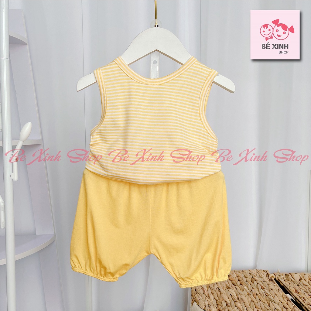 Ba Lỗ Bộ thun lạnh ba lỗ sát nách cộc tay cho bé trai bé gái Minky Mom  Đồ bộ quần áo 3 lỗ SÁT NÁCH SỌC cho bé