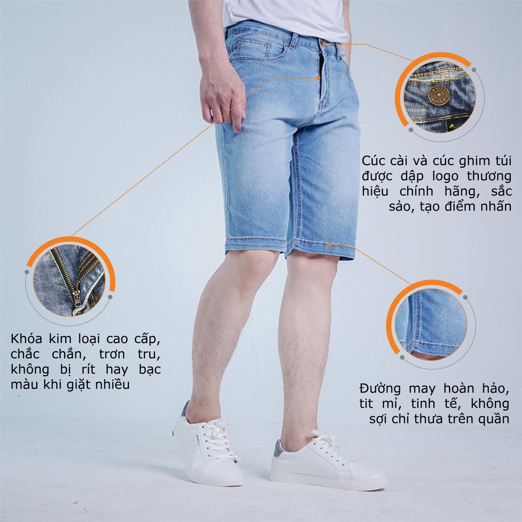 Quần Short Jean Nam H90 Chất Bò Giấy Cao Cấp Co Giãn 4 Chiều, Không Bai Gião, Bền Màu, Mặc Cực Thoải Mái  HSTJ001-01