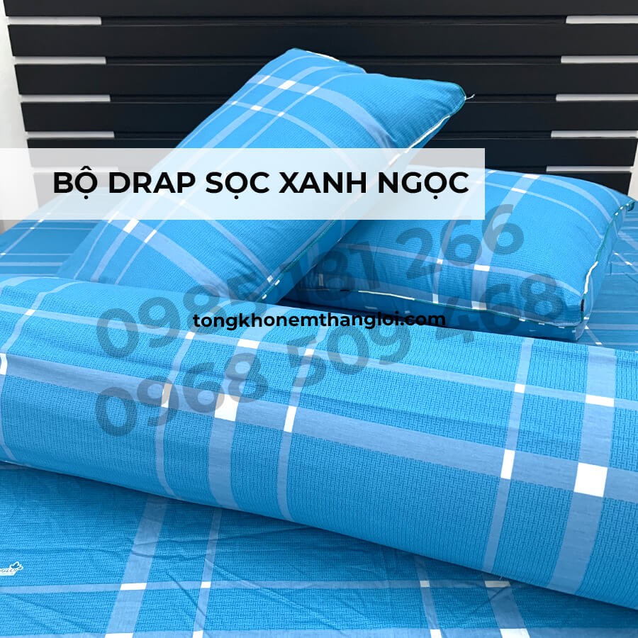 [Ảnh Thật] Sọc Xanh Ngọc - Bộ Drap Cotton 4 món Thắng Lợi Chính Hãng