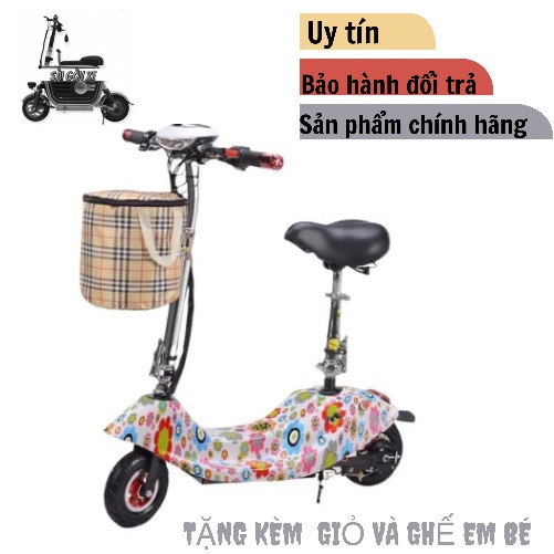 XE ĐIỆN MINI SCOOTER XE 8 INCH TẶNG GIỎ VÀ GHẾ PHỤ