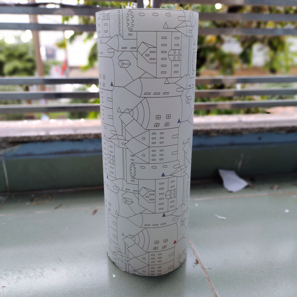 Decal giấy dán tường thành phố hoạt hình khổ 45cm keo sẵn bóc dán | BigBuy360 - bigbuy360.vn