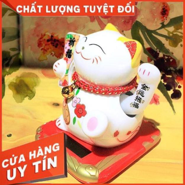 Giá hủy diệt -  Mèo thần tài vẫy tay bằng sứ cao 10cm chạy năng lượng