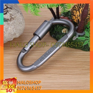 Móc khóa nhôm đa năng phụ kiện đi phượt carabiner chữ D khoá xoay 8cm Chammart