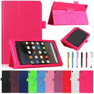 Bao da PU màu trơn có giá đứng cho Amazon Kindle Fire HD 8 2018 8th