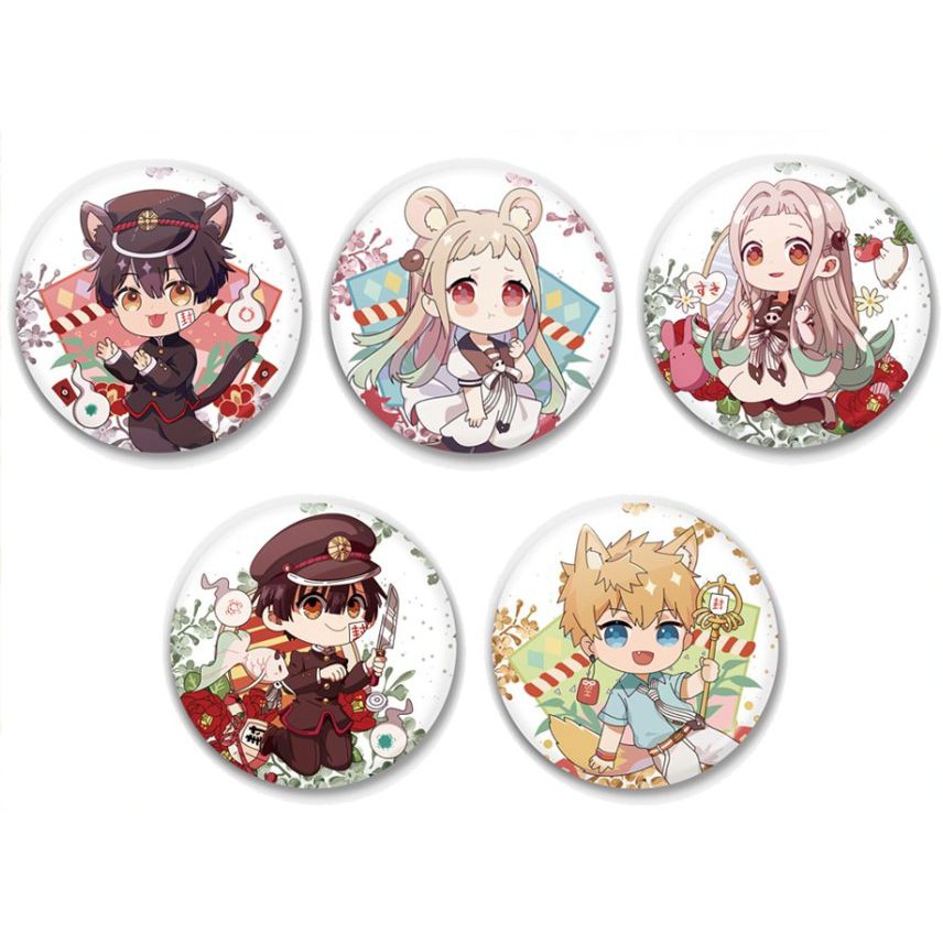 Huy hiệu cài áo in hình Jibaku Shounen Hanako-kun Ác Quỷ Trong Nhà Xí anime chibi m01