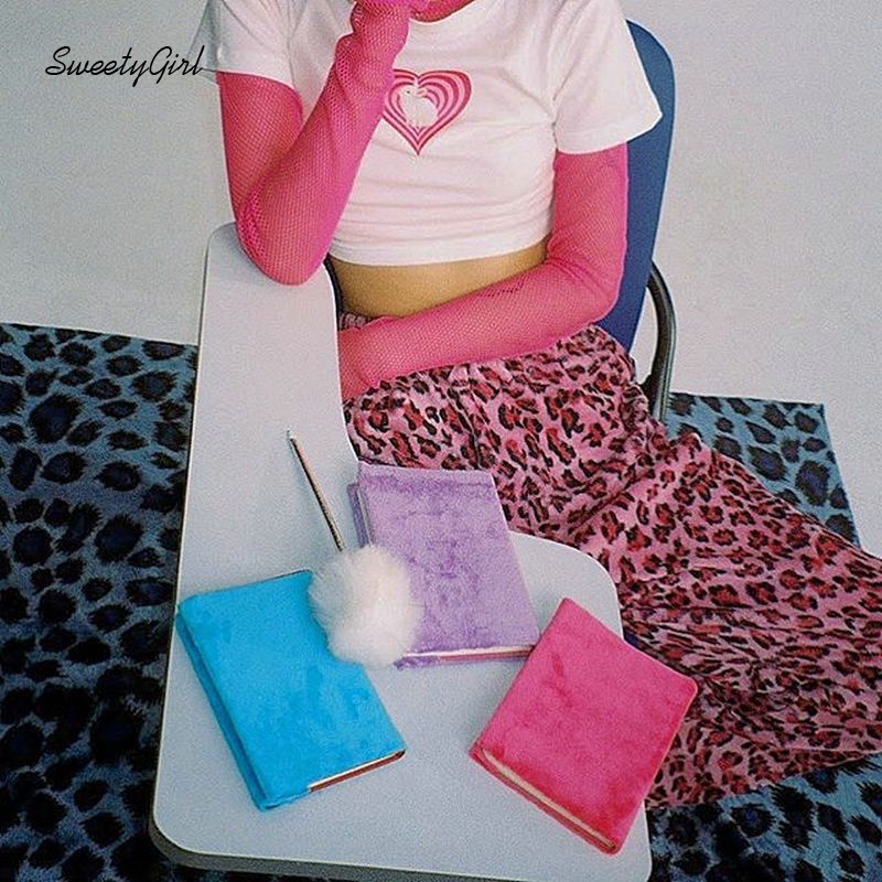 Áo croptop tay ngắn cổ tròn in họa tiết trái tim/thỏ dễ thương thời trang cho nữ