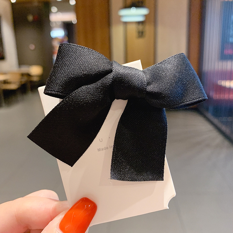 Kẹp Tóc / Dây Buộc Tóc Hình Nơ Vải Satin Phong Cách Hàn Quốc