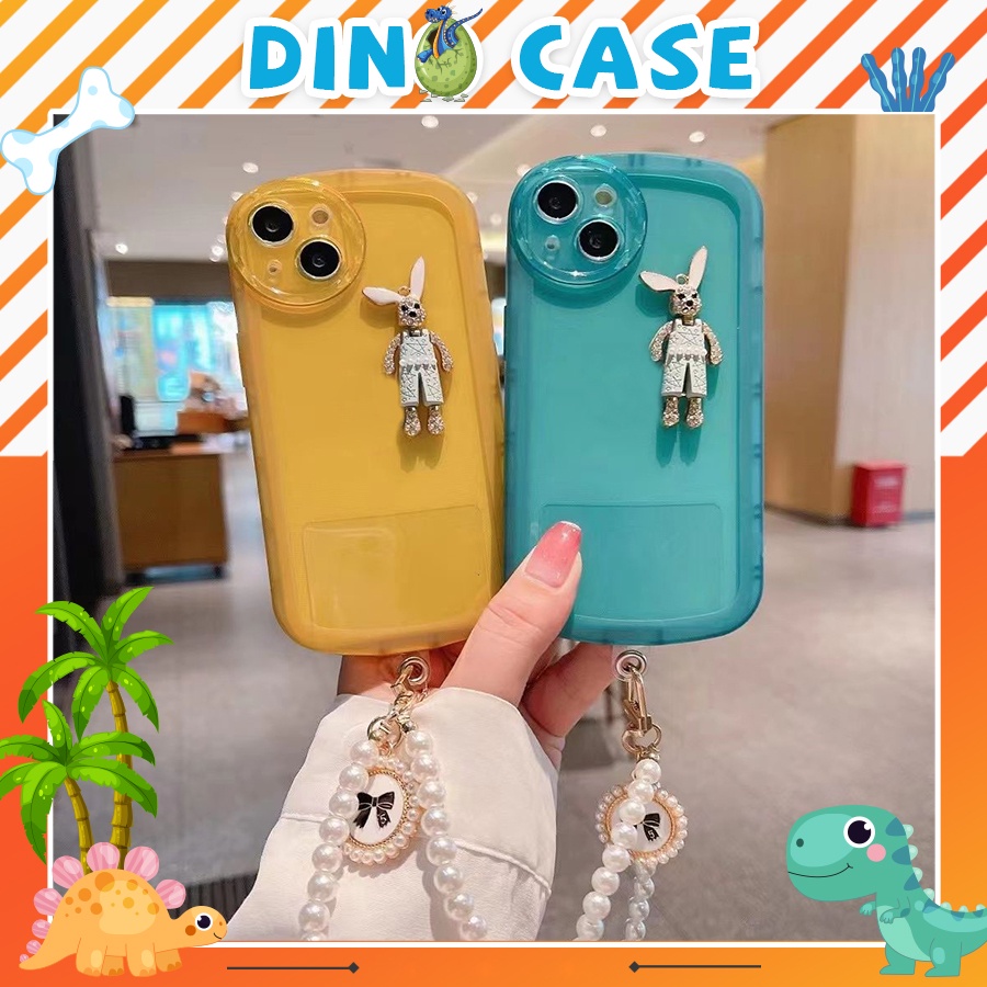 Ốp lưng iphone bánh mì gắn charm đá thỏ playboy 7plus/8plus/x/xr/xs/11/12/13 pro/max/plus/promax- Dino case