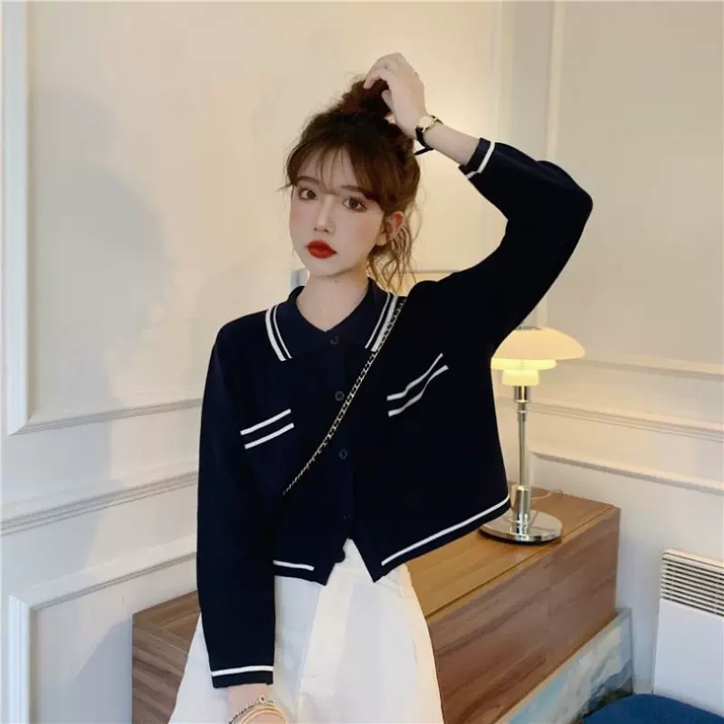 Áo khoác cardigan ZHELIHANGFEI dệt kim tay dài dáng rộng cổ bẻ thời trang trẻ trung cho nữ