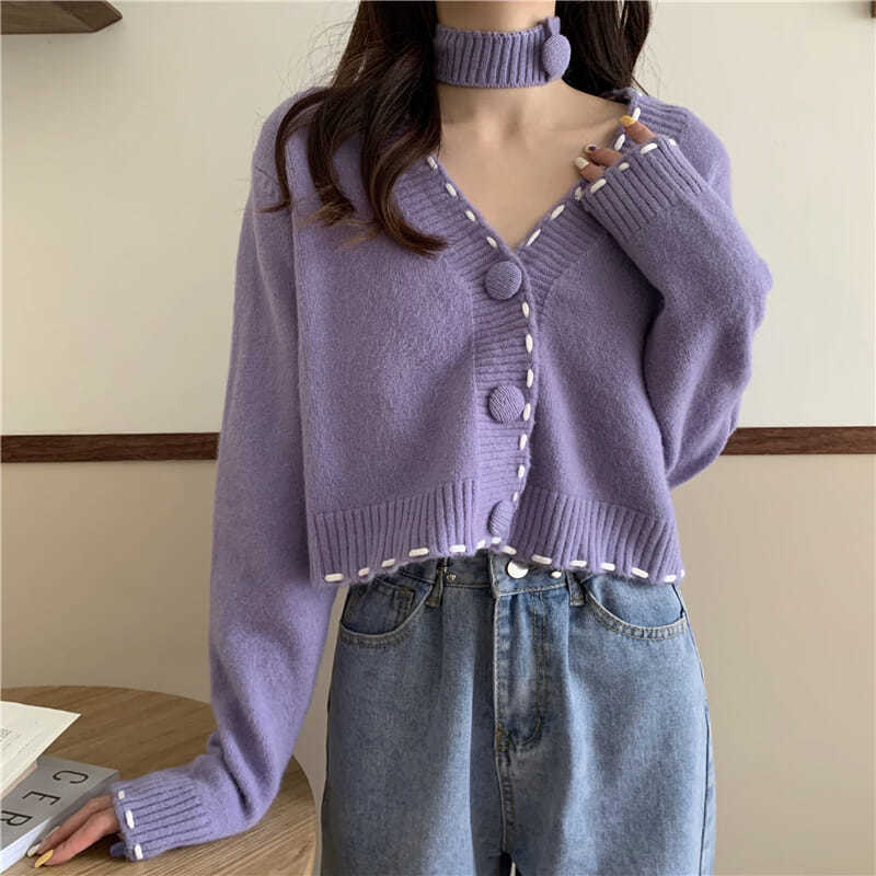 Áo Kiểu Nữ Sweater Women's Wear Loose New Pullover Short Knitwear Top Temperament Fashion