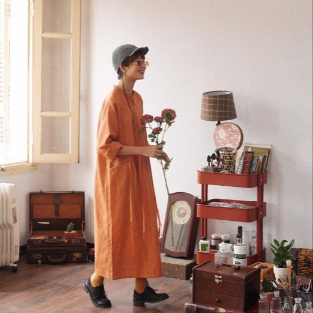 Váy linen Magenta Vintage