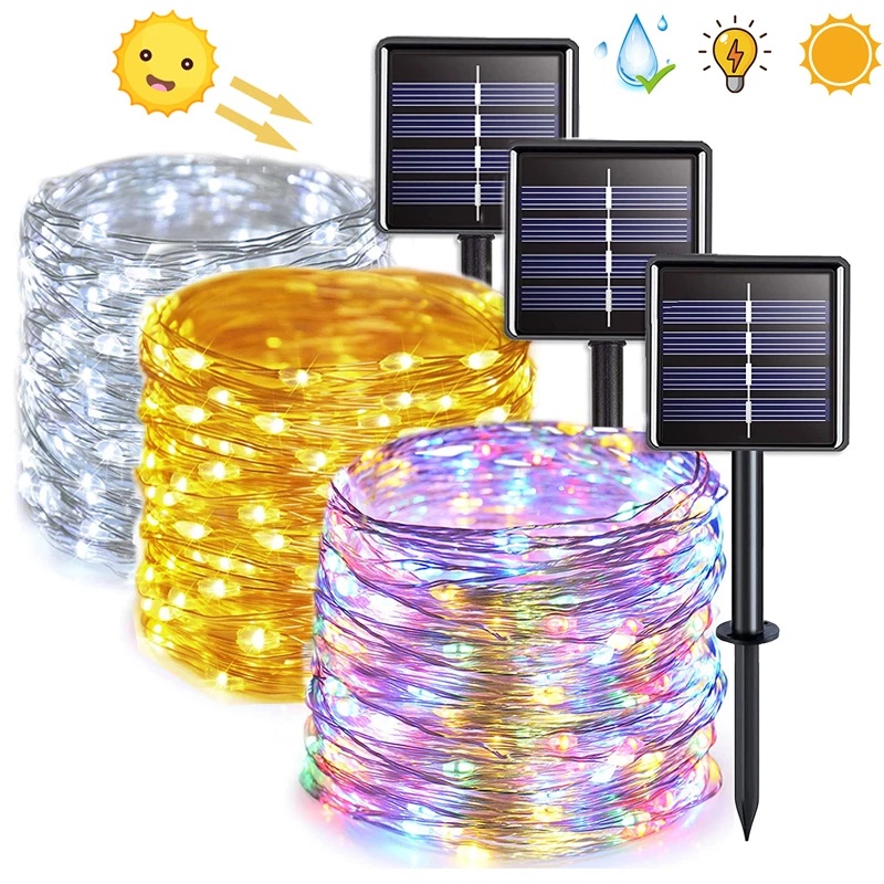 10M 100 LED Outdoor Waterproof Solar Fairy Garland String Lights For Home Christmas Party Garden Decoration