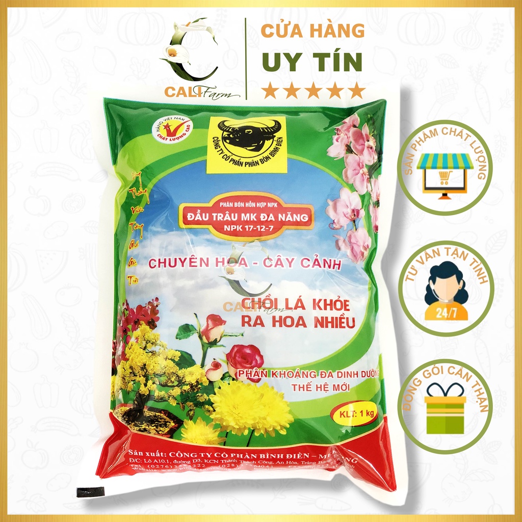 Phân Bón Đầu Trâu Đa Năng NPK 17-12-7 Túi 1Kg