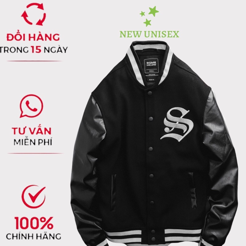ÁO KHOÁC BOMBER NAM BÓNG CHÀY NÚT BẤM THÊU CHỮ S HOT TREND, KIỂU DÁNG HÀN QUỐC UT190 [NewUnisex]
