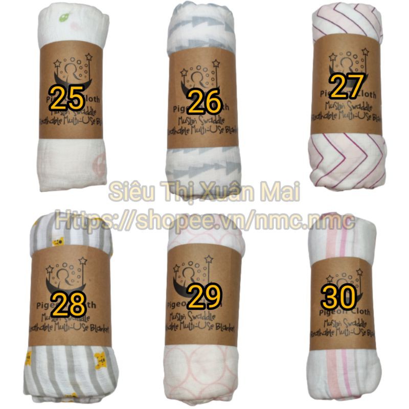 khăn tắm sợi tre MUSLIN SWADDLE 100% Organic cotton 120 x 110 cm