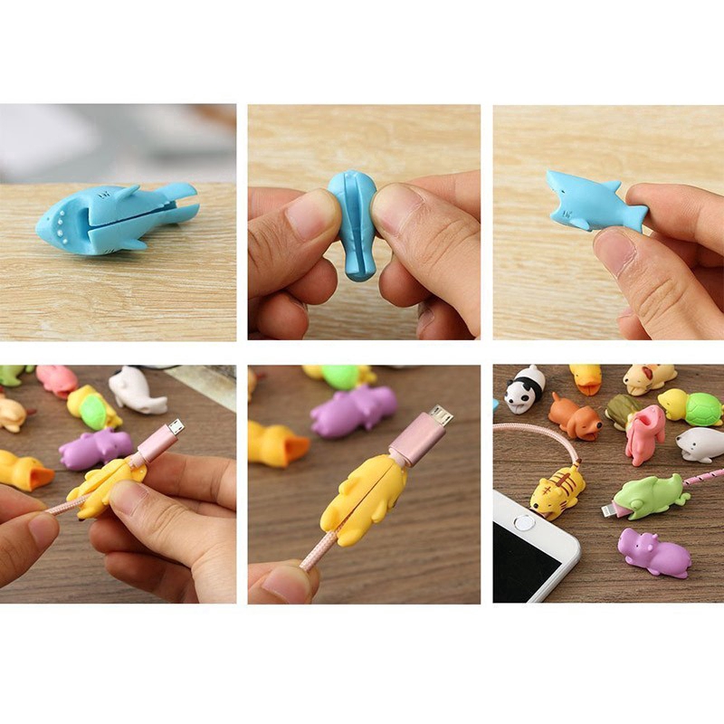 Phụ kiện bảo vệ đầu dây cáp thiết kế động vật hoạt hình dễ thương