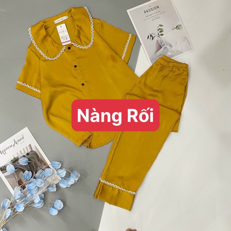 BỘ PIJAMA LỤA CỘC TAY Quần Dài Siêu Sang