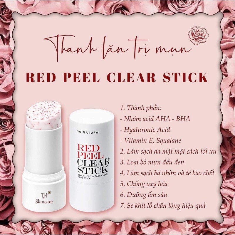 Thanh Lăn Làm Sạch Mụn Đầu Đen So’Natural Red Peel Clear Stick