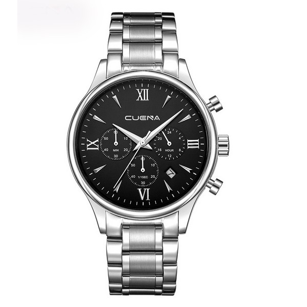 Đồng hồ nam dây thép đặc 6 kim Cuena 6802