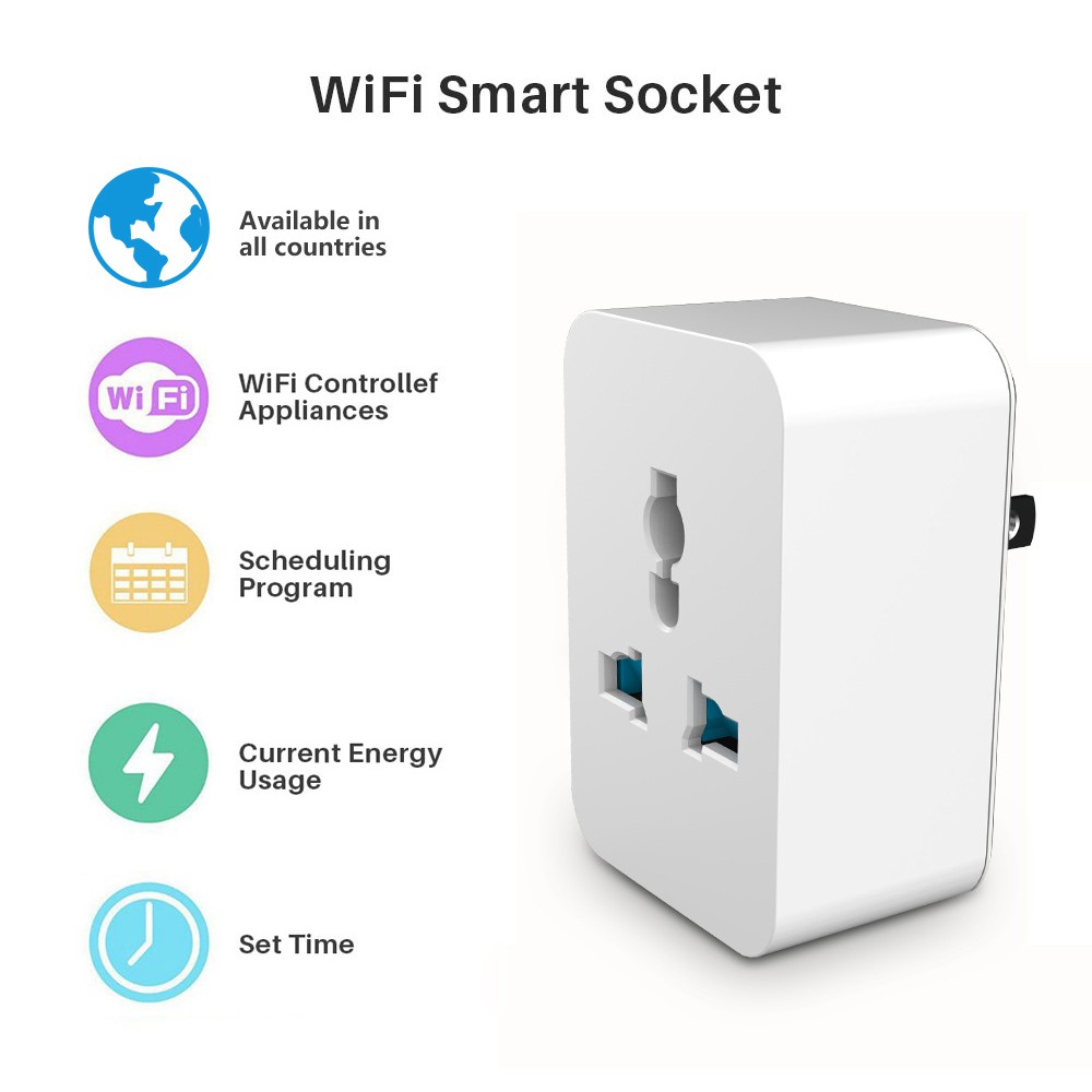 HỎA TỐC HN-Ổ Cắm Thông Minh Wifi Tuya Smartlife 10A, 15A Có Đo Công Suất, Ổ cắm Hẹn Giờ Điều Khiển Từ Xa Qua App