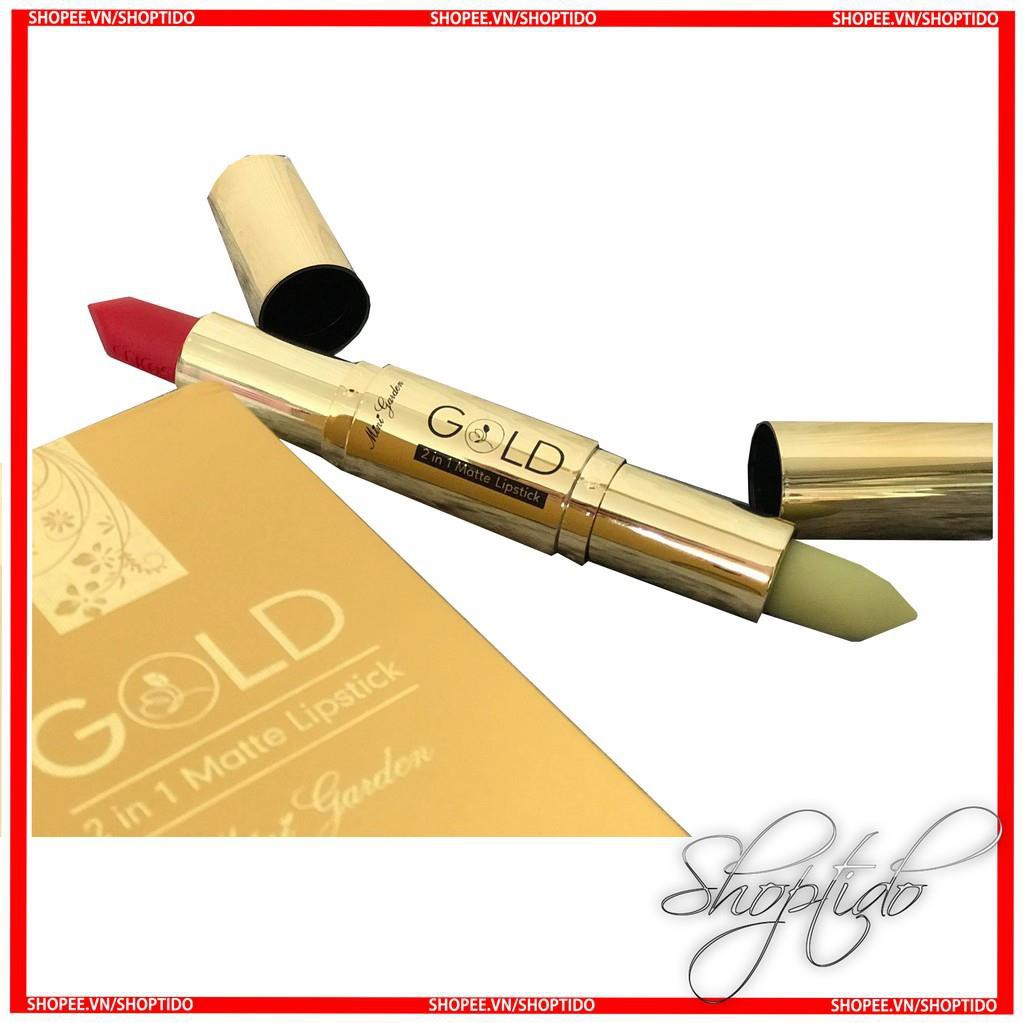Cathy Son Gold 2 Đầu , Son Nhung Lì Gold matte lipstick 2 in 1