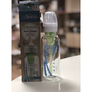 Bình sữa dr.brown's thủy tinh cổ thường 120ml và 250ml option plus - made in usa