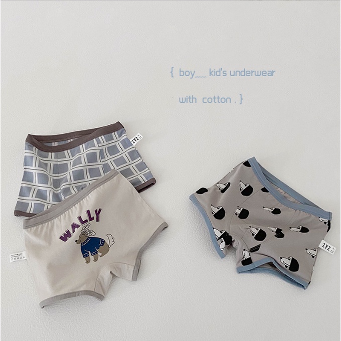 Set 3 quần chip/boxer cotton họa tiết thú cưng cho bé Q888 [Đọc kỹ phần mô tả]
