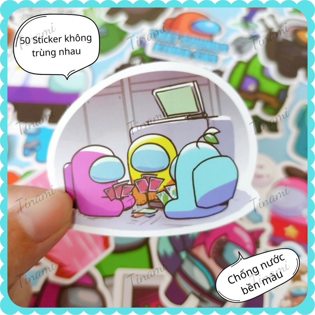 Set 50 Sticker nhân vật game Among Us mẫu mới hình dán chống nước trang trí đa năng