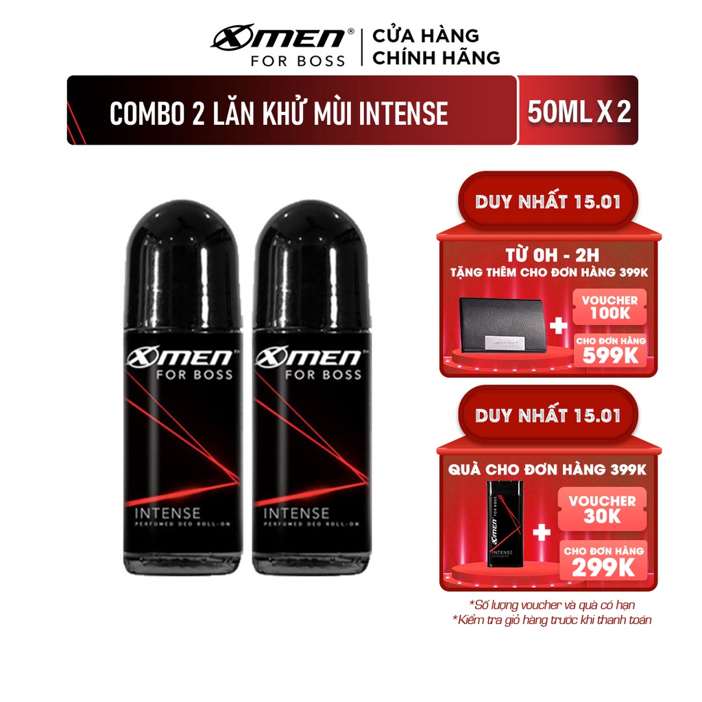 [Mã COSMEN giảm 8% đơn 250K] Bộ 2 Lăn khử mùi Xmen for boss 50ml Hương Trầm Nội Lực Intense