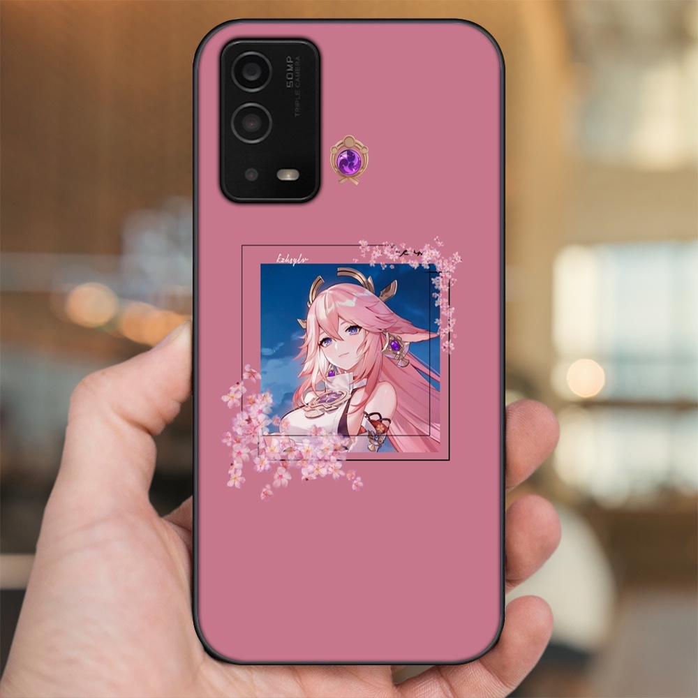 Ốp lưng Oppo A55 4G, A55 5G viền đen in hình Yae Miko Genshin Impact
