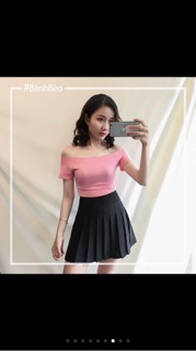Áo trễ vai cổ bèo nhún