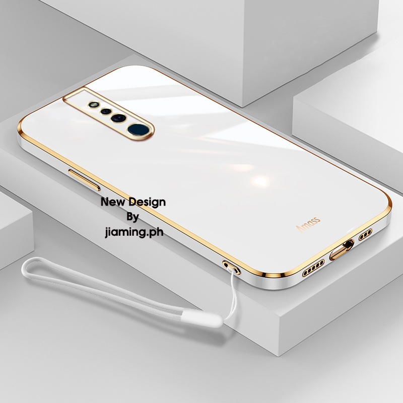 Ốp Điện Thoại Mềm Màu Kẹo Mạ Viền Sang Trọng Kèm Dây Đeo Dành Cho OPPO F11 Pro 2022