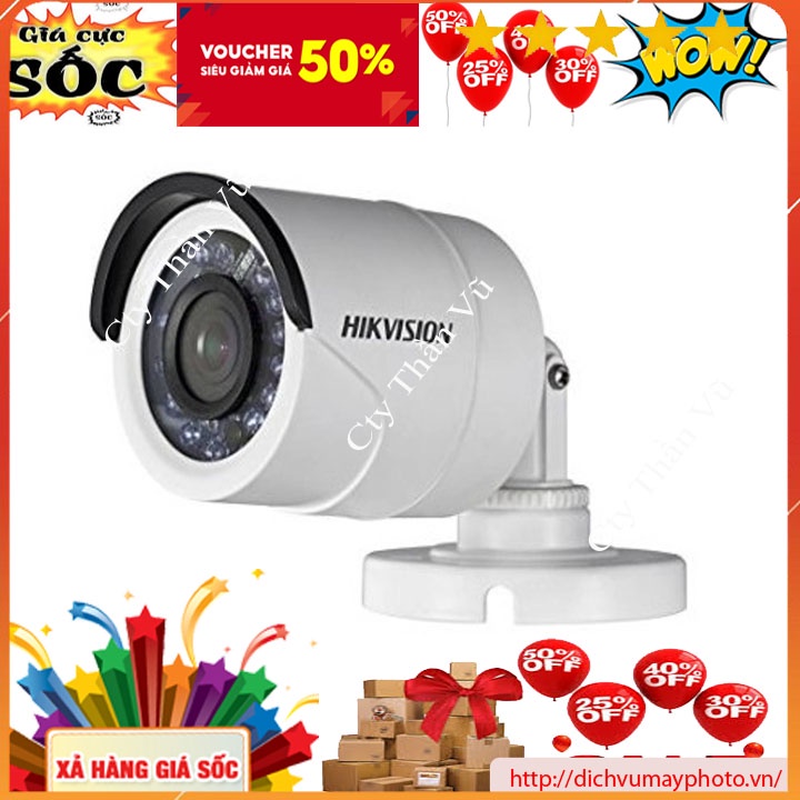Camera ghi hình TVI Hik thân 2.0 vỏ nhựa (hoặc vỏ sắt) – hồng ngoại 20m, mã DS-2CE16D0T-IRP