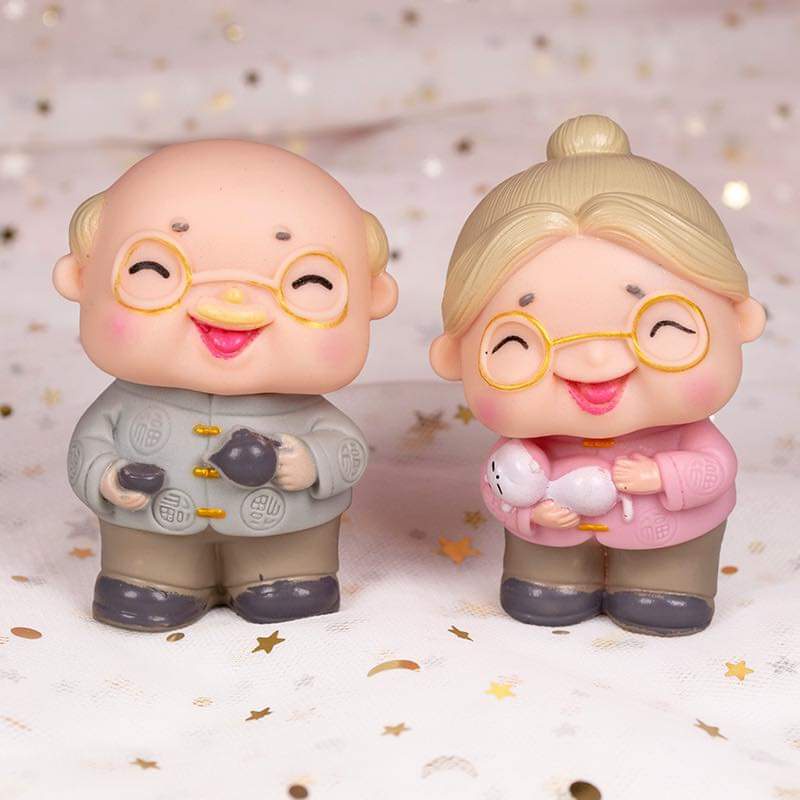 Cặp tượng Ông Bà Trang Trí Bánh Kem Bánh Sinh Nhật