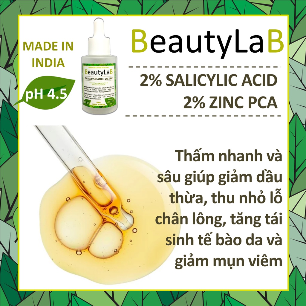 Tinh chất giảm thâm nám kiềm dầu kh.áng v.iêm 2% BHA 2% Zinc PCA thu nhỏ lỗ chân lông sáng da BeautyLaB