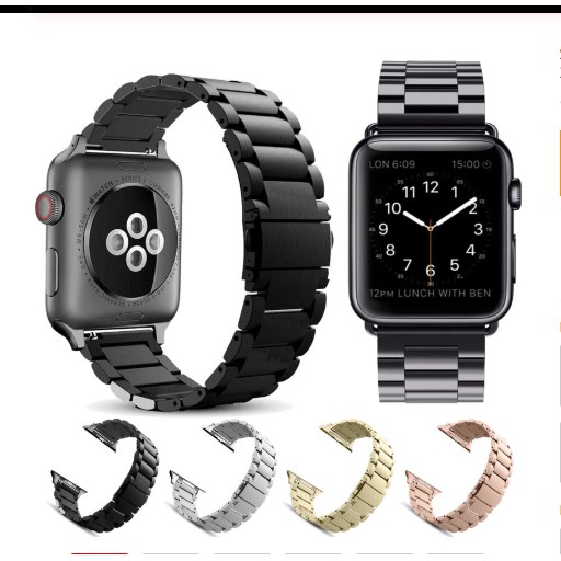 Dây Đeo Kim Loại Màu Hồng Cho Đồng Hồ Thông Minh Apple Watch Iwatch Series 4 3 2 1 38 / 40 / 42 / 44mm