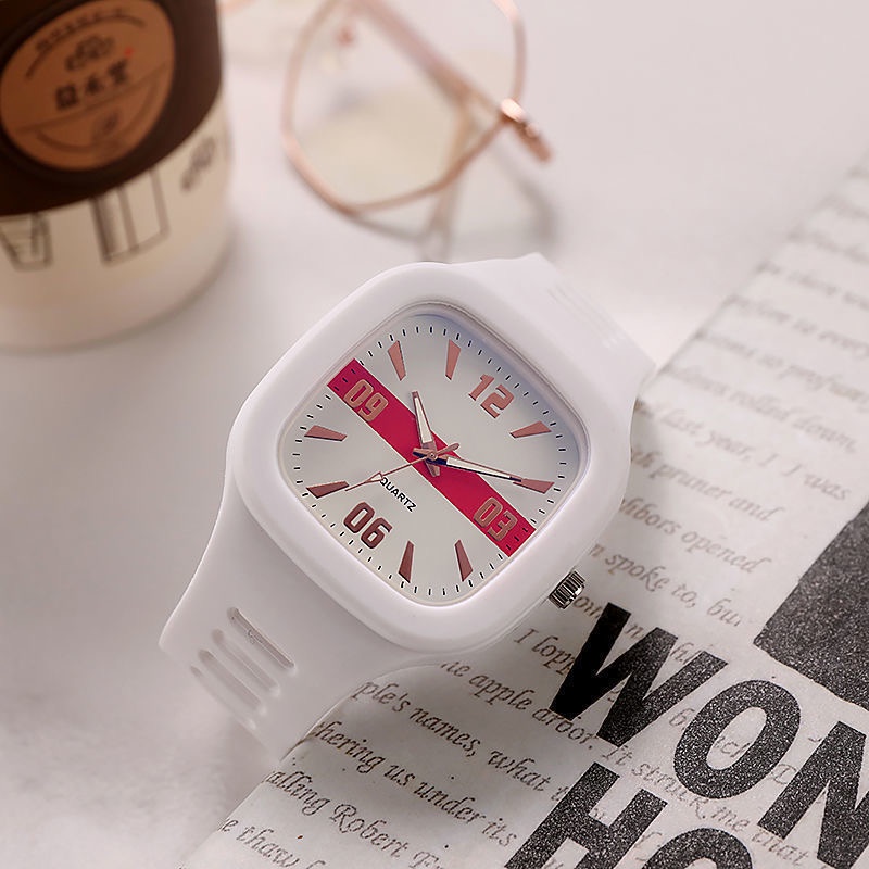 Đồng Hồ Đeo Tay Mặt Vuông Màu Sắc Thanh Lịch Dành Cho Nam Và Nữ