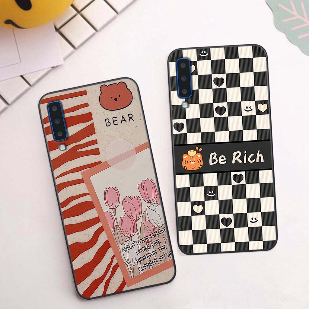 Ốp Samsung A7 2018 / A9 2018 gấu Bear rick caro vuông thời trang siêu đẹp