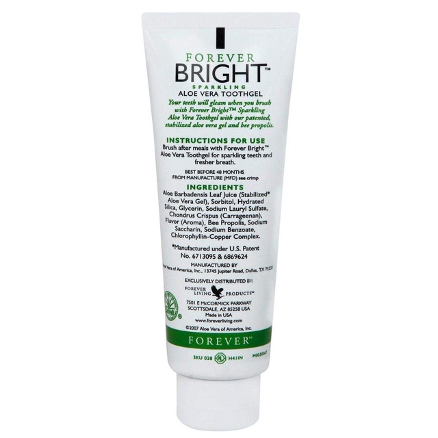 Kem đánh răng Lô Hội FOREVER BRIGHT Mỹ không có florua trắng răng và không bào mòn men răng 130g Linh Giang chínhhãng