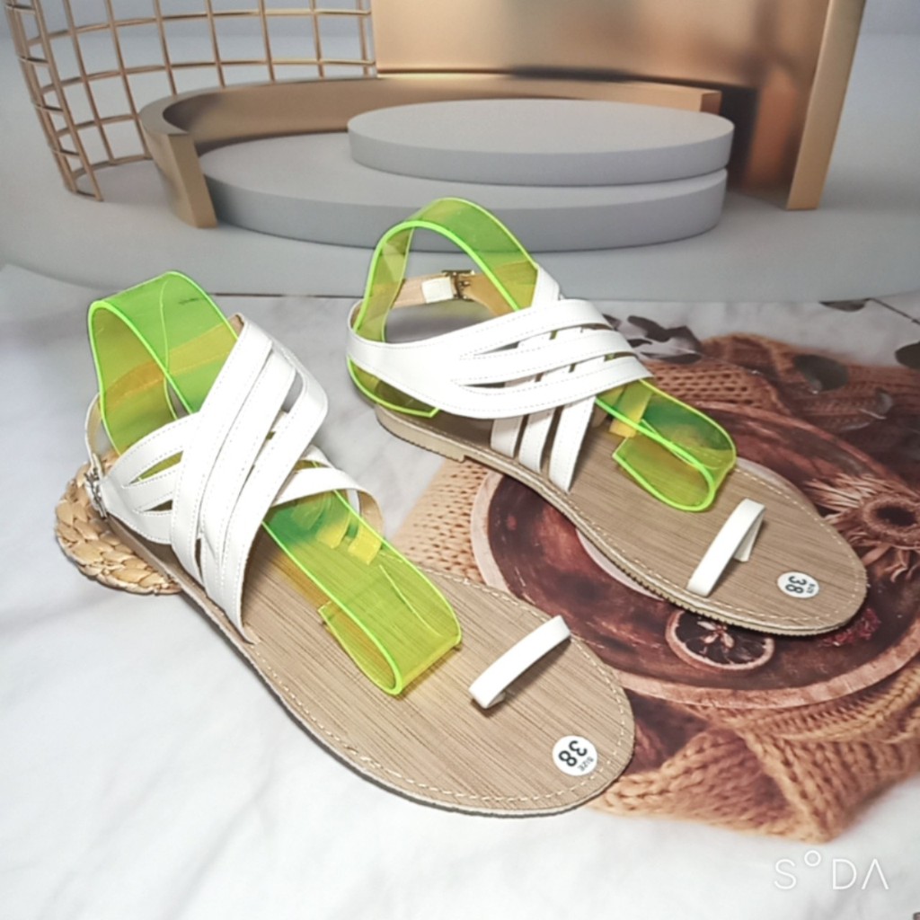 GIÀY SANDAL NỮ DÂY MẢNH CHIẾN BINH - GIÀY SANDAL NỮ DÂY MẢNH CHIẾN BINH - TRẮNG ĐEN KEM - SD-0295