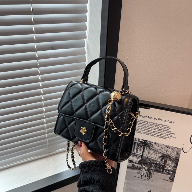 Túi đeo chéo nữ, Túi đeo vai da nắp gập da quả trám màu sắc basic dây điều chỉnh dễ phối đồ