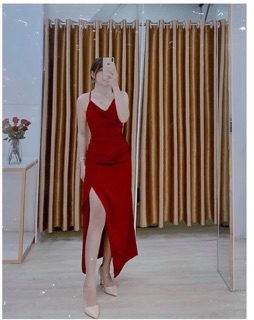 ĐẦM LỤA 2s cổ đổ hở lưng chéo dây