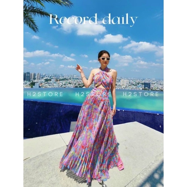 ĐẦM VÁY MAXI HOẠ TIẾT THỔ CẨM BOHO DÁNG DÀI XOÈ TAY PHỒNG CAM