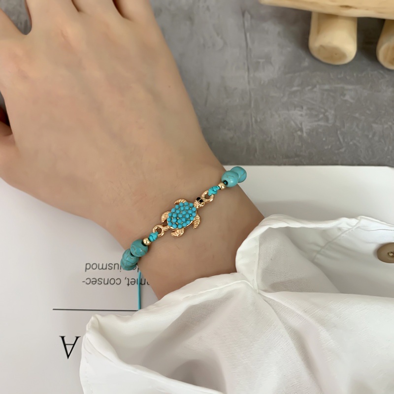 Vòng tay chuỗi hạt BELLA-Bee đá ngọc lam phong cách thời trang Âu Mỹ