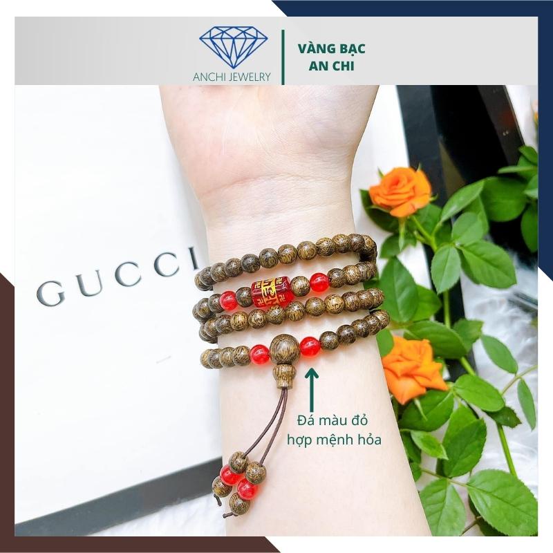 Vòng tay trầm hương 108 hạt nhỏ mix lu thống omani mệnh kim mộc thuỷ hỏa thổ, Anchi jewelry