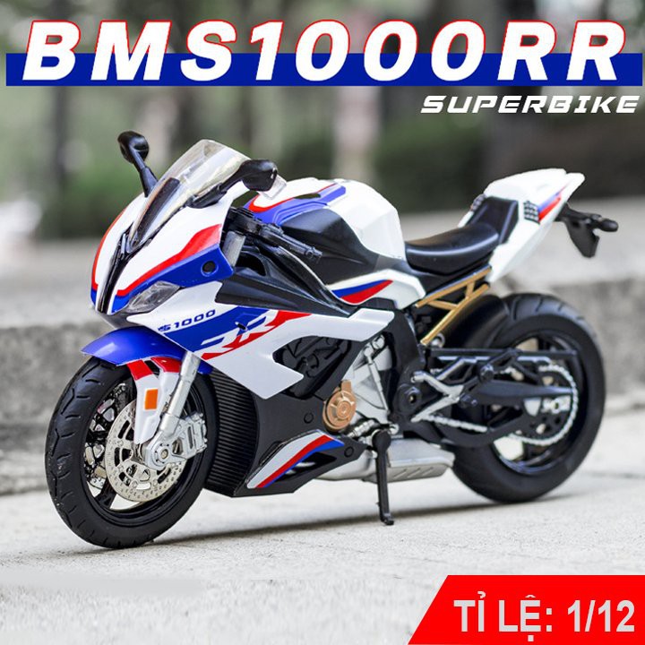 XE MÔ HÌNH MOTO BMW S1000RR 2020 có ĐÈN, ÂM THANH | HUAYI MODEL tỉ lệ 1:12