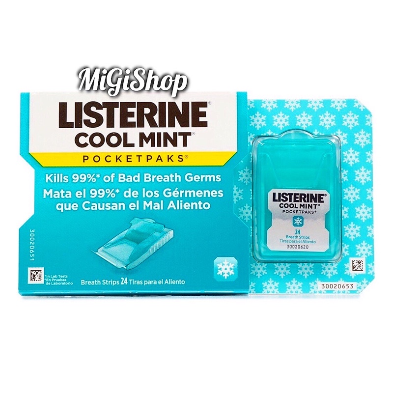 [Hàng Mỹ] Miếng Ngậm Thơm Miệng Listerine Pocketpaks (vỉ 1 hộp x 24 Miếng)