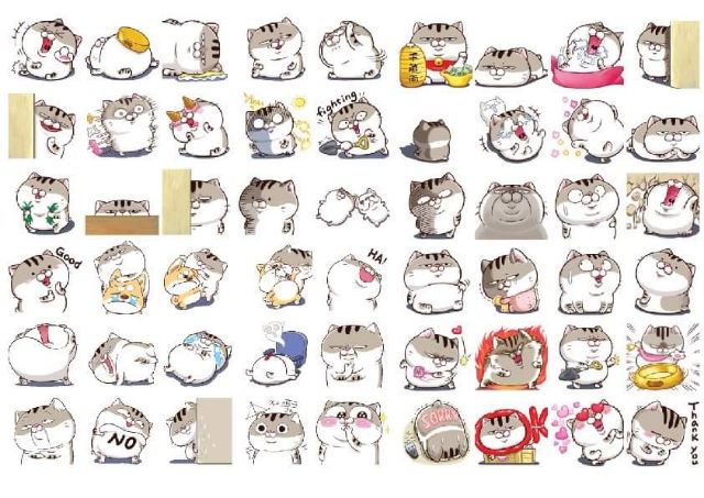 Sticker mèo béo zalo dán trang trí planner, scrapbook,... size nhỏ 3-5cm