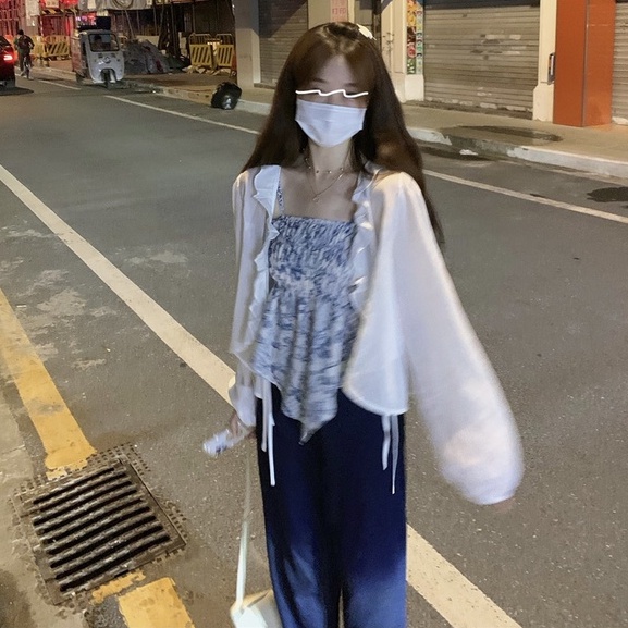 Áo khoác cardigan XIAOZHAINV tay dài màu trơn thời trang mùa hè phong cách Hàn Quốc