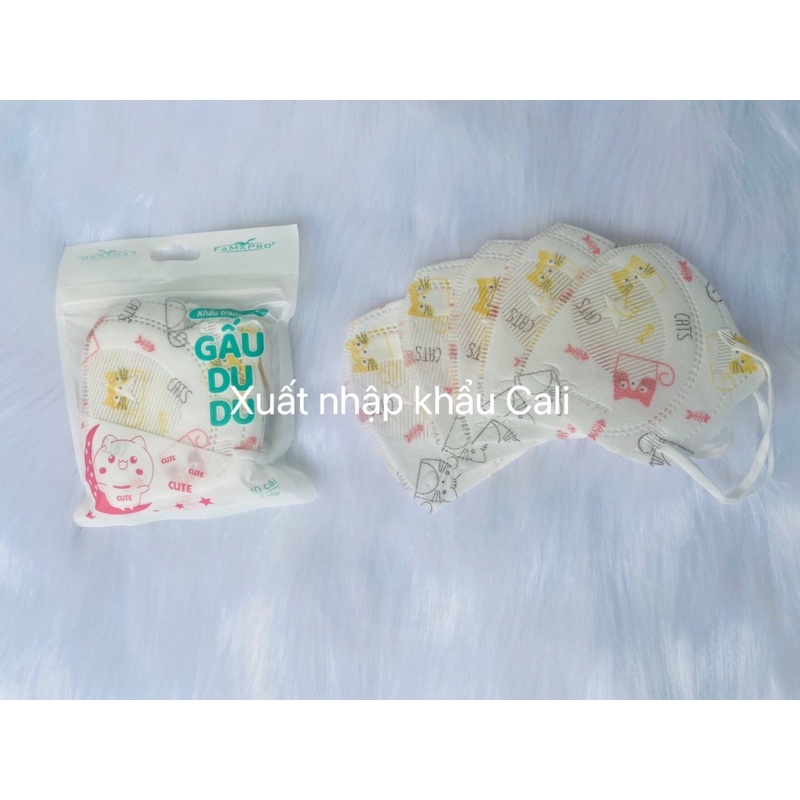 Túi 10 cái khẩu trang gấu du du Famapro, khẩu trang cho bé